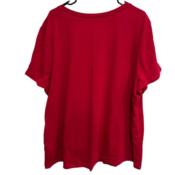 Coral Bay Womens Red Christmas Dogs Graphic V Neck T-Shirt SZ 3XL - Picture 2 of 8